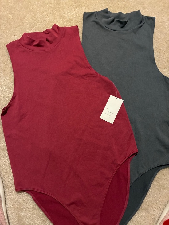 a new day Tops - NWT Women’s(xL)  high neck soft one piece body suit (2) wine, Gray Target brand